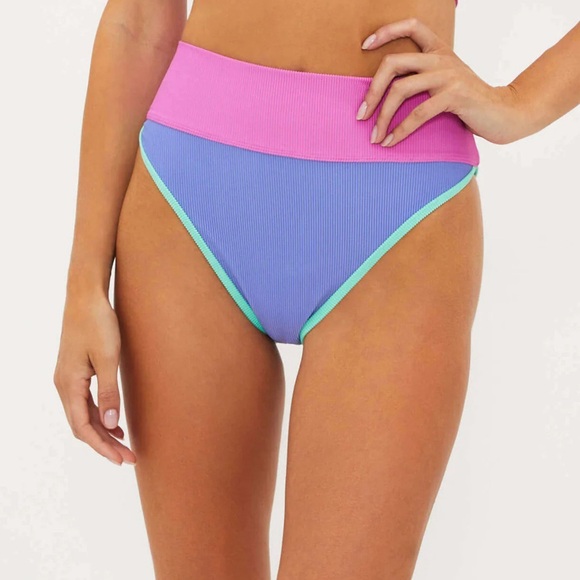 Beach Riot Emmy High Tide Colorblock Bikini Swim Bathing Suit Bottom - Picture 2 of 10